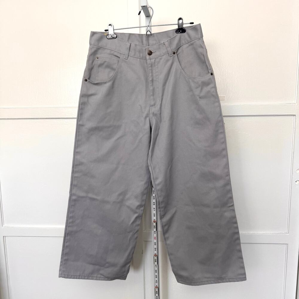 Vtg SOLO SEMORE Wide Leg Gray Denim Work Pants fits 32x26